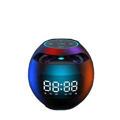 China Antique Blue Funny Bedside Alarm Clock Metal Tooth Style LED Digital Alarm Clock Desktop with Speaker and Color Changing Light G90 for sale