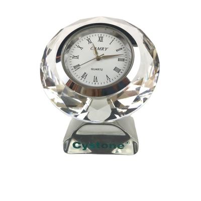 China Antique Style Diamond Desk Optical Glass Crystal Clock CY2178 for sale