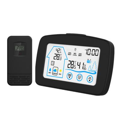 China Indoor& Outdoor Indoor Outdoor Humidity LCD Digital Clock Temperature Color Weather Station with Outdoor Sensor Radio 433 for sale