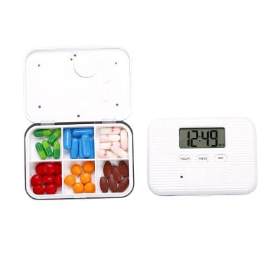 China 5 Groups Alarms Folding Plastic Portable Travel Smart Timer Reminder Electronic Pill Box with Digital Screen Alarm Clock for sale