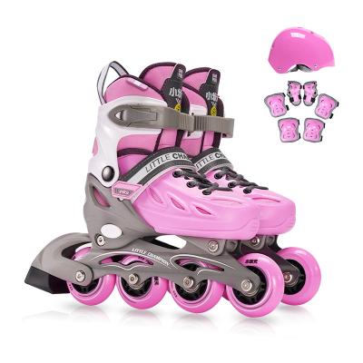 China 82A PU Light Up PAPAISON Wheels Freestyle Adjustable Height Built-in Roller Skate Children Flashing Skating Shoes With Helmet for sale