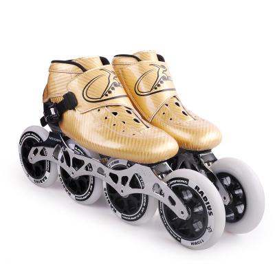 China Professional Full Infusion PU Wheel Carbon Fiber Racing Roller Shoes 4 Wheels 110mm 125mm Speed ​​Skates Inline for sale