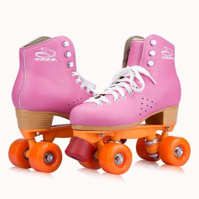 China Fast Delivery Microfiber Leather Customized Colorful 4 Wheel Microfiber Leather Quad Roller Rental Track Skating In Stock for sale