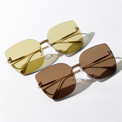 China Fashion Sunglasses CIA Style Newest 2020 Fashionable Metal Sun Glass Luxury Square Frame Big Shading Rimless Sunglasses for sale