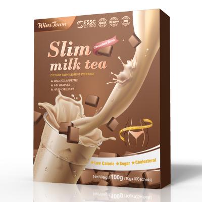 China Chocolate Decaffeinated Flavor Slim Milk Tea Own Brand Special Design Quickly 14 Days Detox Belly Flat Tea Slim Milk Tea for sale