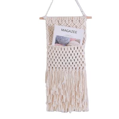 China NG7650 Northern Europe pocket home decoration three-piece woven net wall hanging can be used to store light objects for sale