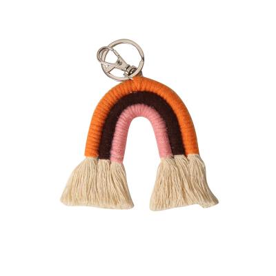 China Wholesale Northern Europe Manufacturer NG7639 Woven Rainbow Rope Key Chain A Variety Of Colors To Choose From for sale