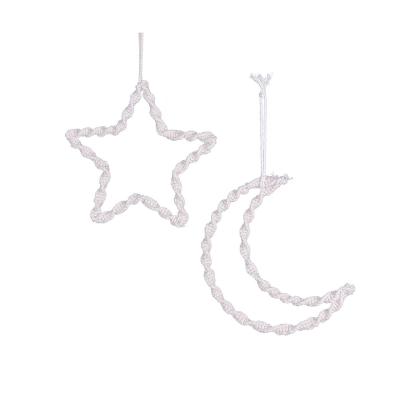 China Northern Europe NG7562 Rolled Rope Braided Five Pointed Star Ornaments Hand - Woven Moon Shaped Wall Hanging for sale