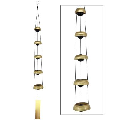 China Memorial Yard Metal Wind Chime Festival Decor Gifts Outdoor Hanging Ornament Stainless Steel Gold Color Metal Wind Chime for sale