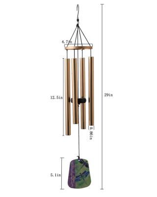 China Custom Custom Outdoor Wind Chime Logo Dragonfly Pattern Retro Wind Chime Metal Tube Wind Chimes For Garden Yard Decoration for sale