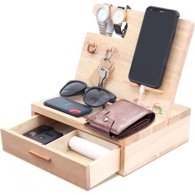 China 2023 supply wholesale stocked in basic wooden mobile phone wallet bracket watch storage box mobile phone chain holder for sale