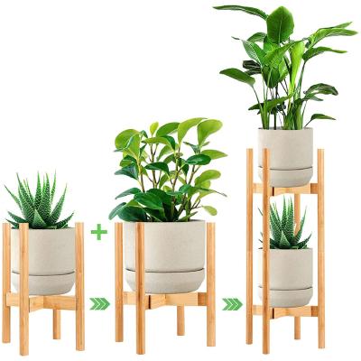 China Modern Home Decor Planting Shelf Plant Stand Wooden Corner Flower Pot Holder Standing Display Rack For Living Room for sale