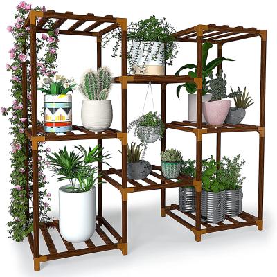 China Modern Simple Flower Stand Balcony Plant Stand Wooden Multi-Layer Metal Plant Stand for sale