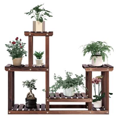 China 3 Tier Modern Wood Plant Rack Planter Rack Flower Pot Ladder Shelf Garden Balcony Indoor Outdoor Planter Rack Flower Pot Ladder Shelf Display Storage Rack for sale