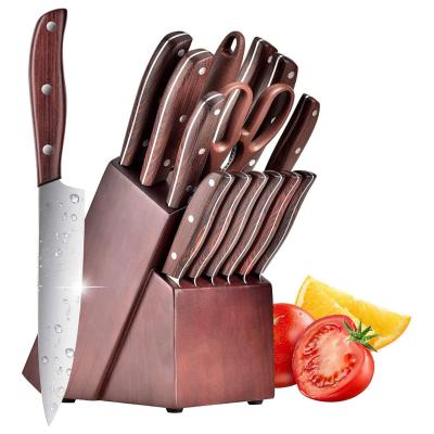 China Sustainable High Quality Bamboo Wooden Knife Block Knife Organizer Stand 24pcs Cutlery With Holder for sale