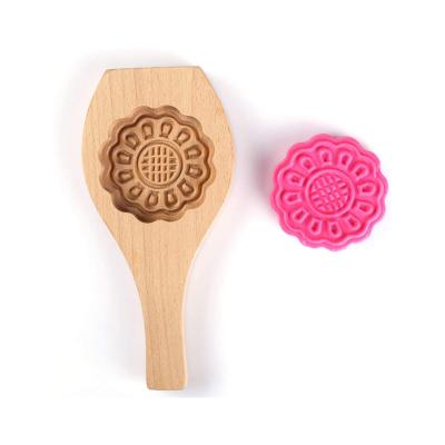 China Wooden Cookie Stamps MoonCake Mold Mooncake Mold Flower Form Wooden Handmade Bun Mooncake Cookie Baking Molds Set for sale