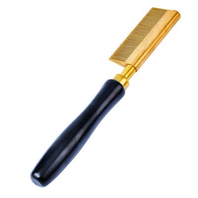 China For home use portable fine-tooth lamination combGold metal copper comb large straightening comb for sale