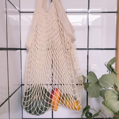 China Logo Eco-Friendly Cotton Organic Reusable Shopping Bag Mesh Bag For Food Fruit Eco-Friendly Net Custom Vegetable Grocery for sale