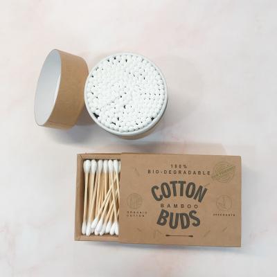 China Customized Clean Tool Green Life or Cosmetic Box Biodegradable Bamboo Ear Cotton Buds Q-Tips Disposable Cotton Swabs for sale