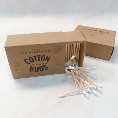 China Eco-Friendly Biodegradable Natural Bamboo Cotton Clean or Cosmetic Tool Cotton Swab Stick Earbuds for sale