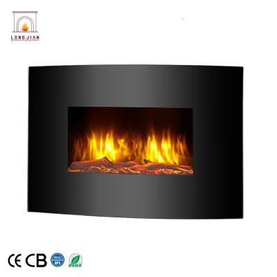 China Indoor Custom Curved Decorative Tempered Glass Home Fireplace Electric Heater for sale