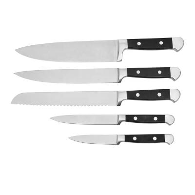 China Durable Professional 5PCS ABS Forged Handle Stainless Steel Kitchen Knife Kitchen Knives Set With Wood Block for sale