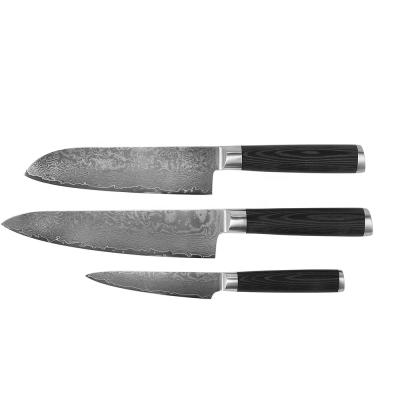 China Viable professional japanese knife pakka good quality handle damascus wood forged kitchen knives set for sale