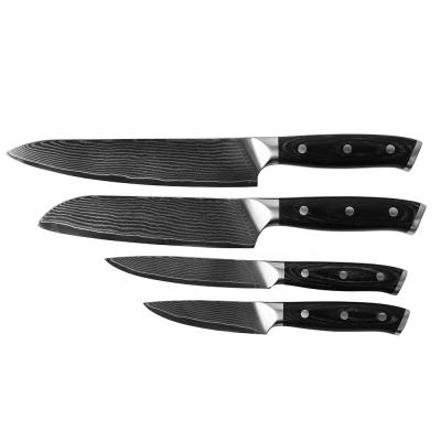 China Good quality viable professional pakka handle damascus kitchen knife wood forged set for sale