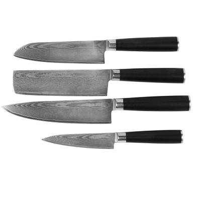 China Viable Professional New Design Pakka Handle Damascus Wood Forged Kitchen Knives Set for sale