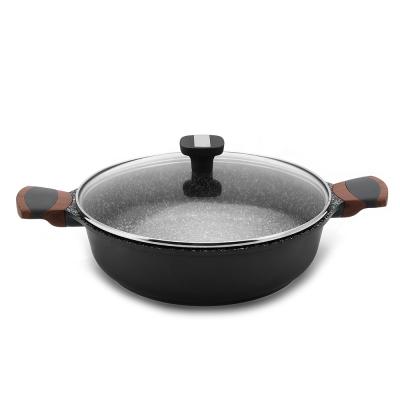 China Sustainable Kitchen Cookware Aluminum Die Casting Casserole With Lid And Nonstick Marble Coating for sale