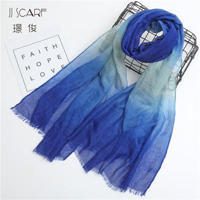 China Thin Polyester Gradient Scarf For Muslim Holiday Sunshade Shawl Scarf Cavity Mesh Dual Use Scarf for sale