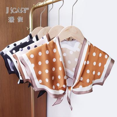 China Wholesale Designer Dotted Square Satin Polyester Designer Silk Scarf For Gift Scarf for sale