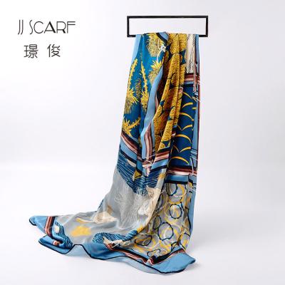 China Wholesale Ladies Square OEM Accept Plain Satin Square Custom Silk Scarf Digital Copy for sale