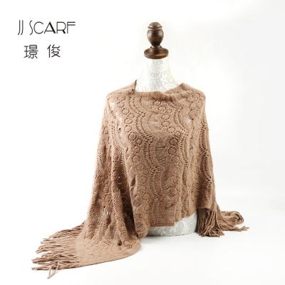 China Custom wholesale fashion winter acrylic xxl knit logo dubai women shawl for sale