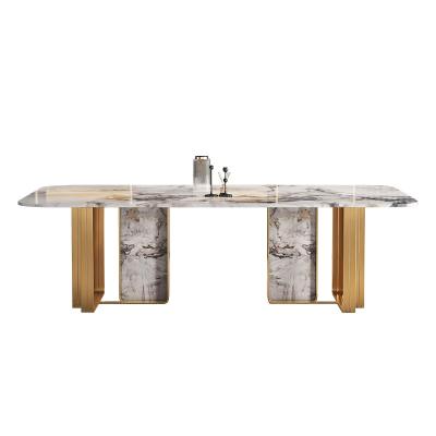 China Simplicity and comfortable minimalism, postmodern luxury marble dining table and chair combination, Italian Nordic rock dish dining table, for sale