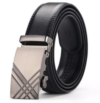 China Big Discount Cowhide Promotion Alloy Belt Automatic Buckle Cowhide Leather Belt Ratchet Leather Belt for sale