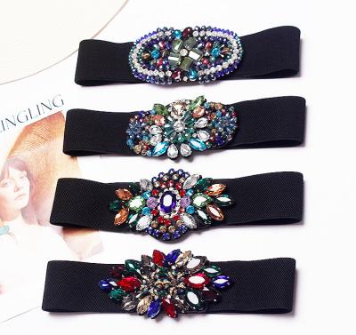 China Amazon Elastic Waistband Women Supplier Rhinestone Elastic Waistband Stretch Strap Colorful Rhinestone Wide Elastic Waistband Elastic Waistband for sale