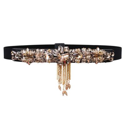 China Elastic Women Elastic Rhinestone Belt Ladies Dress Dazzle Belt Stretch Rhinestone Bling Strap Belt for sale