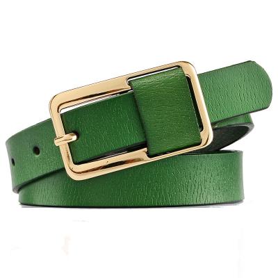 China Cowhide Women Leather Belt Green Belt Candy Color Belt for sale