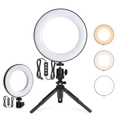 China Mini Amazon Hot Selling Mobile Phone Holder Selfie Ring Light Tiktok LED Ring Light With Tripod 8 Inch Desktop Beauty Stand for sale