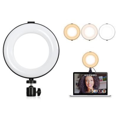 China 6 Inch Mini Adjustable Professional Live Video Conference Lighting Selfie Led Photography Ring Light For Laptop Desk for sale