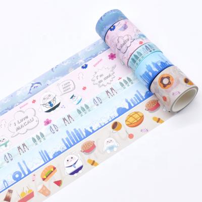 China Waterproof CMYK Colored Printing Black Orange Brown Cartoon Washi Tape for sale