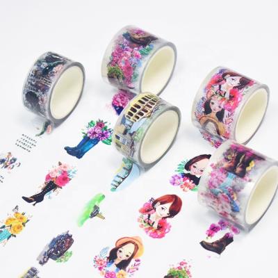 China Decor Waterproof Self Adhesive Gift Wrapping Transparent Clear Paper Tape Custom Printing for sale