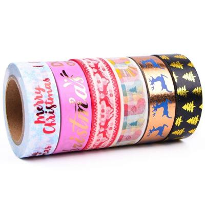 China Custom Waterproof Christmas Gift Wrapping Gold Foil Washi Tape Waterproof Printing for sale