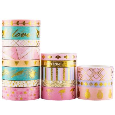 China Hot Sale Waterproof Gold Foil Colored Japanese Washi Masking Tape For Scrapbook for sale