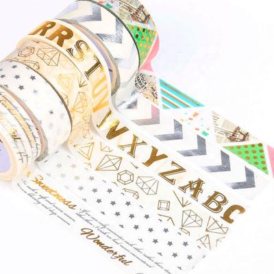 China Waterproof Printed Decorative Tapes For Gift Custom Premium Handy Gold Foil Washi Tape for sale