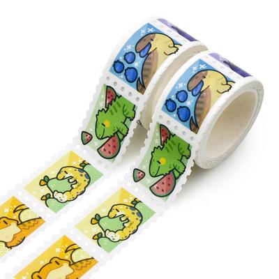 China cmyk waterproof custom print cartoon animals lizard washi tape stamp rolls for sale