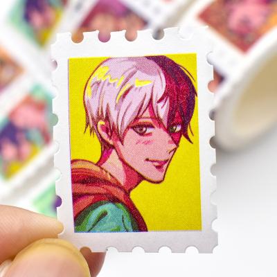 China Waterproof Custom Printed Colorful Japanese Fantasy Cartoon Character Stamp Sticker Washi Paper Tape for sale