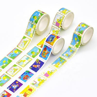 China Fashion Waterproof Sticky Low Price Colorful Washi Tape Stamp Custom Printed for sale