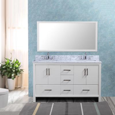 China American Design Bathroom Vanity Double Sink Solid Wood Vanity With Marble Vanity Top for sale